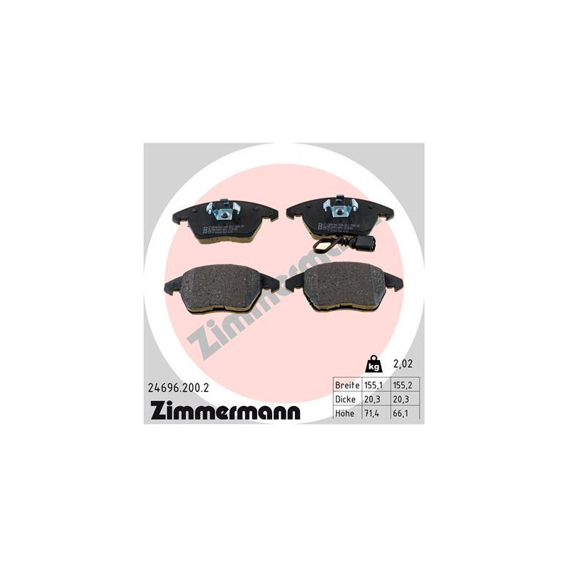 ZIMMERMANN 24696.200.2 Pastillas de freno Delantero para