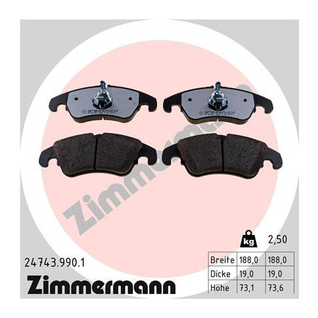 ZIMMERMANN 24743.990.1 Pastiglie freno Anteriore per