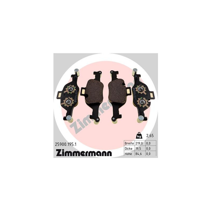 ZIMMERMANN 25900.195.1 Brake Pads Set Front for