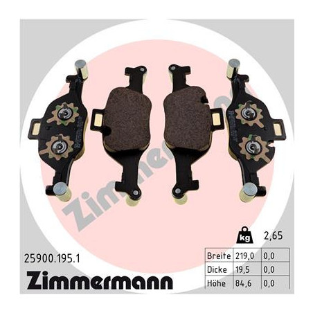 ZIMMERMANN 25900.195.1 Brzdové destičky Přední pro