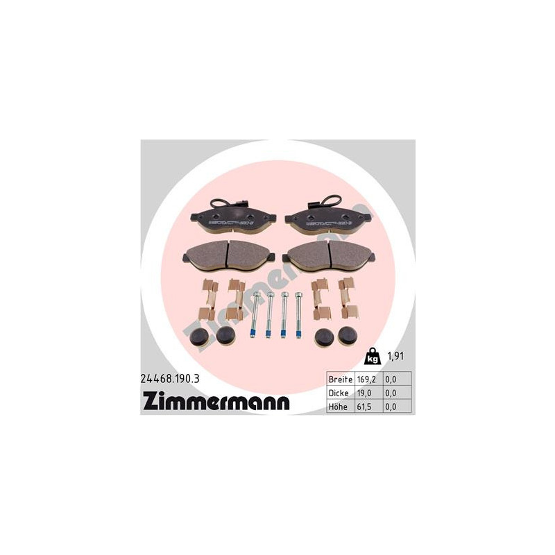 ZIMMERMANN 24468.190.3 Klocki hamulcowe Przód dla