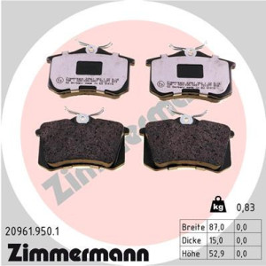 ZIMMERMANN 20961.950.1 Pastillas de freno Trasero para