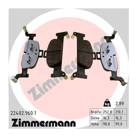ZIMMERMANN 22402.960.1 Klocki hamulcowe Przód dla
