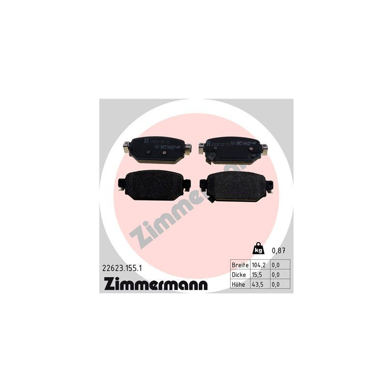 ZIMMERMANN 22623.155.1 Brzdové platničky Zadné pre