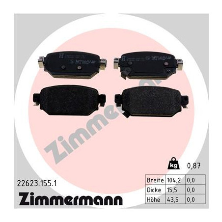 ZIMMERMANN 22623.155.1 Brzdové destičky Zadní pro