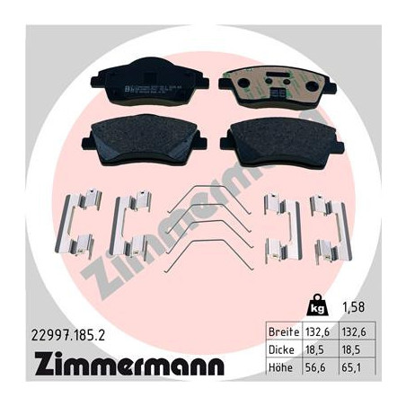 ZIMMERMANN 22997.185.2 Klocki hamulcowe Przód dla