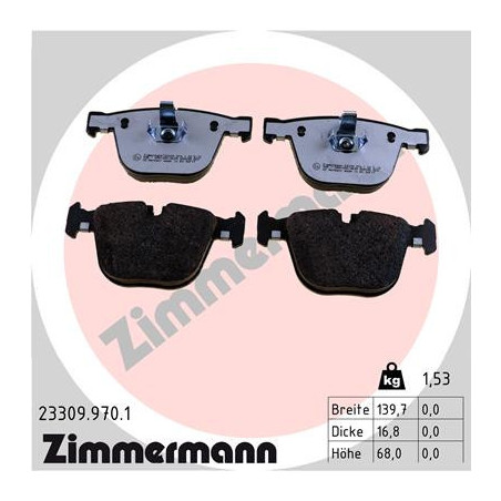 ZIMMERMANN 23309.970.1 Brzdové destičky Zadní pro