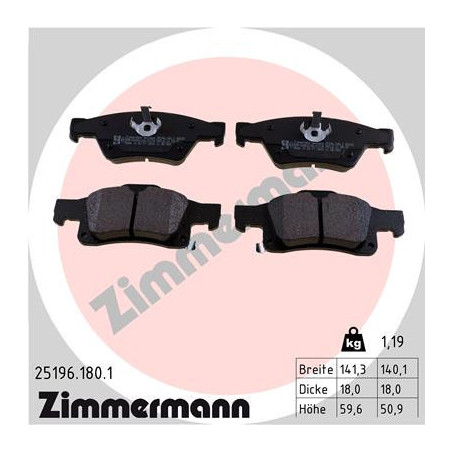 ZIMMERMANN 25196.180.1 Bremsbeläge Hinten für