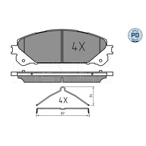 MEYLE 025 244 5218/PD Brzdové platničky predné pre RX RAV 4 NX RAV4 Across Highlander