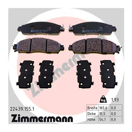 ZIMMERMANN 22439.155.1 Brzdové destičky Přední pro