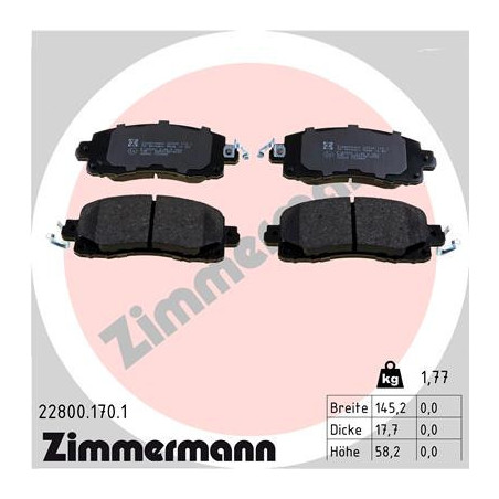 ZIMMERMANN 22800.170.1 Plaquettes de frein