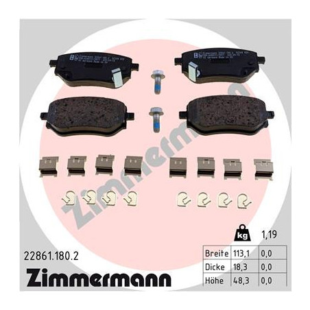 ZIMMERMANN 22861.180.2 Pastillas de freno Trasero para