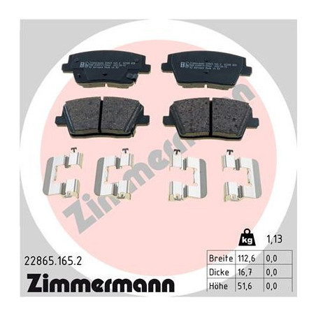 ZIMMERMANN 22865.165.2 Brake Pads Set Rear for