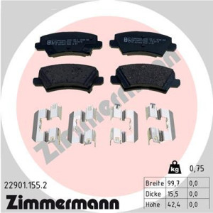ZIMMERMANN 22901.155.2 Brzdové platničky Zadné pre