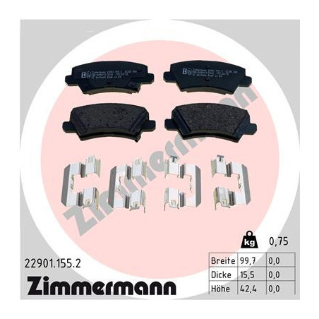 ZIMMERMANN 22901.155.2 Bremsbeläge Hinten für