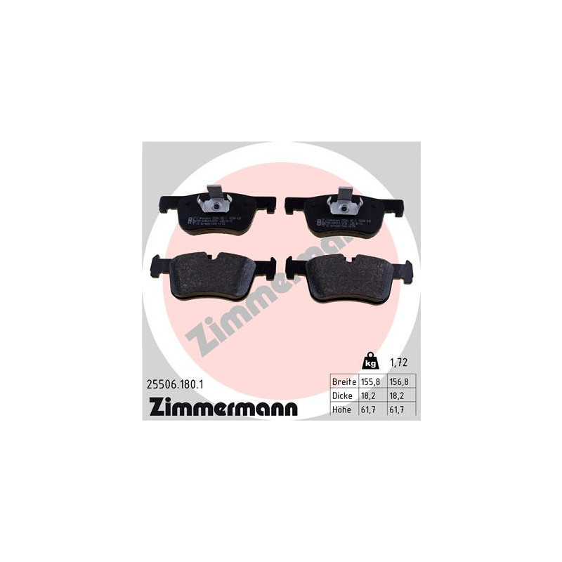 ZIMMERMANN 25506.180.1 Bremsbeläge