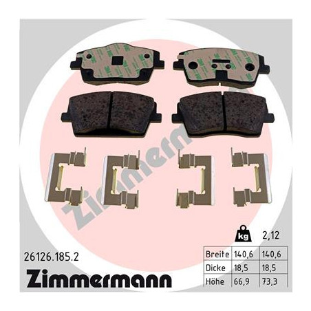 ZIMMERMANN 26126.185.2 Plaquettes de frein Avant pour