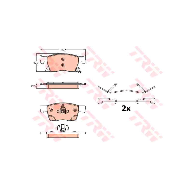 Brake Pads Set Front for Opel Vauxhall Astra K (2015-present) TRW GDB2139