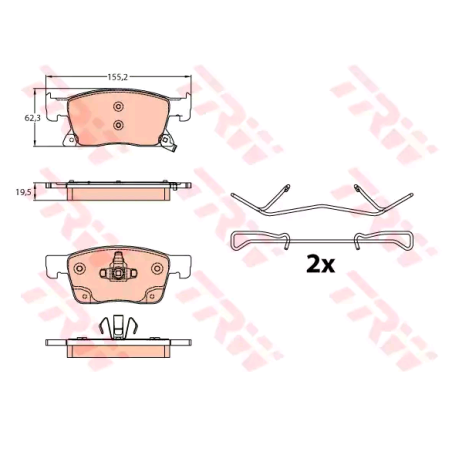 Brake Pads Set Front for Opel Vauxhall Astra K (2015-present) TRW GDB2139