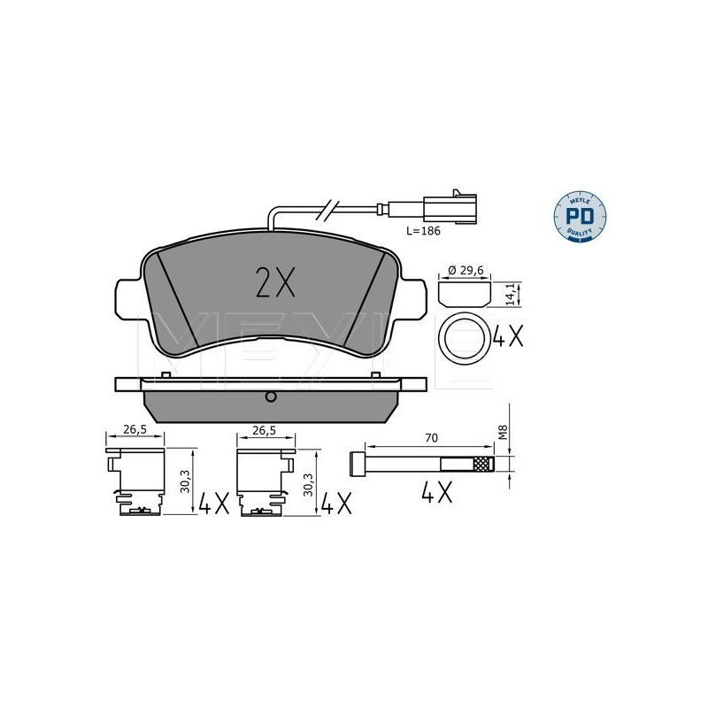 MEYLE 025 259 8721/PD Brake Pads Set Rear for Ducato Boxer JUMPER