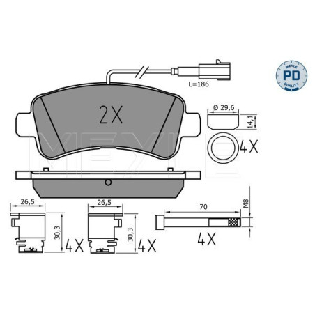 MEYLE 025 259 8721/PD Brake Pads Set Rear for Ducato Boxer JUMPER
