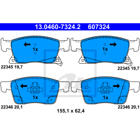 ATE 13.0460-7324.2 Plaquettes de frein avant pour Astra