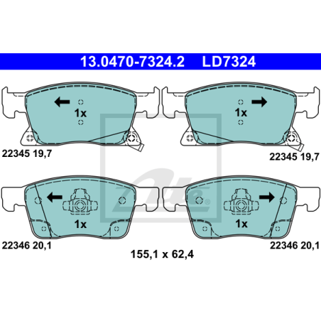 ATE 13.0470-7324.2 Plaquettes de frein avant pour Astra