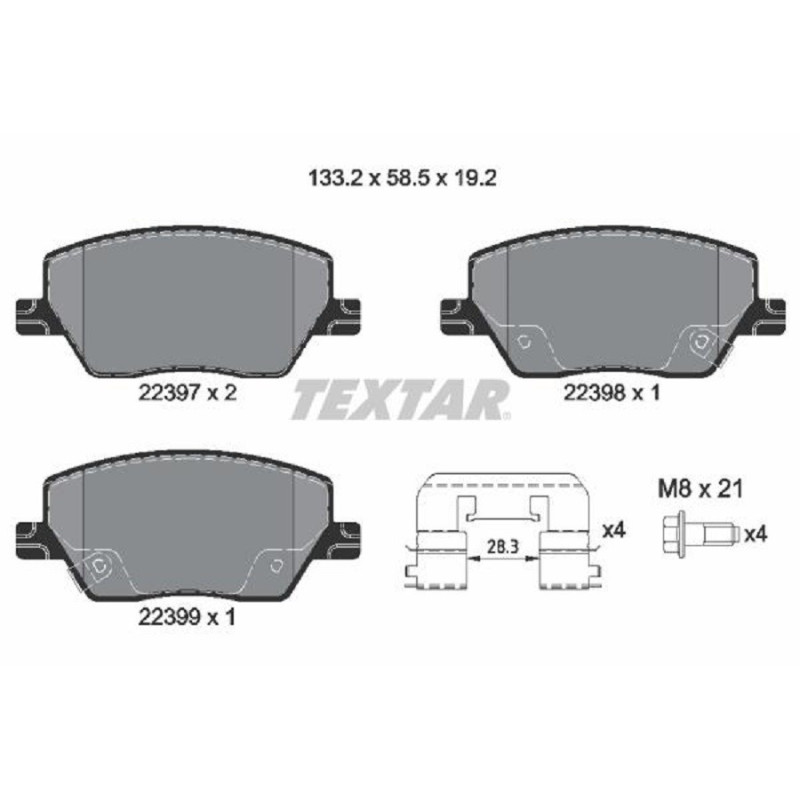 FRONT Brake Pads for Fiat Tipo (2015-present) TEXTAR 2239701