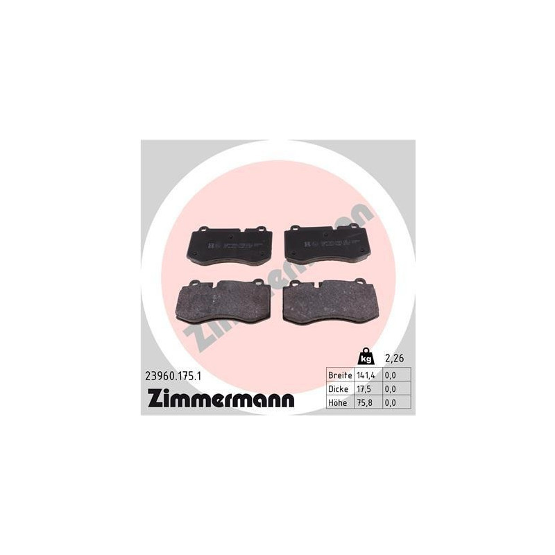 Brake Pads Set Front for Mercedes ZIMMERMANN 23960.175.1