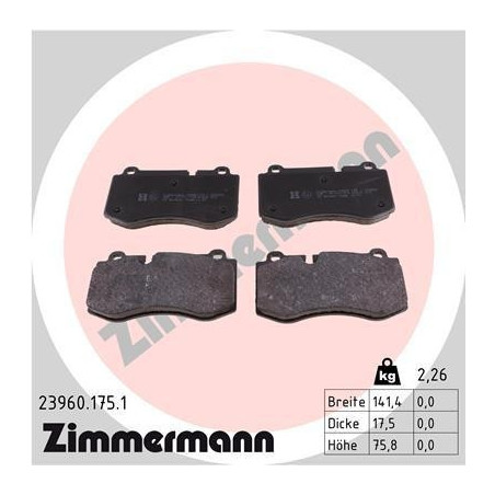 Plaquettes de frein Avant pour Mercedes ZIMMERMANN 23960.175.1