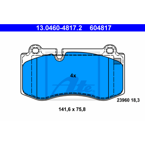 ATE 13.0460-4817.2 Brzdové platničky predné pre Mercedes S SL E CLS