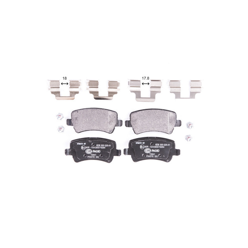 HELLA 8DB 355 025-411 Pastillas de freno Trasero para