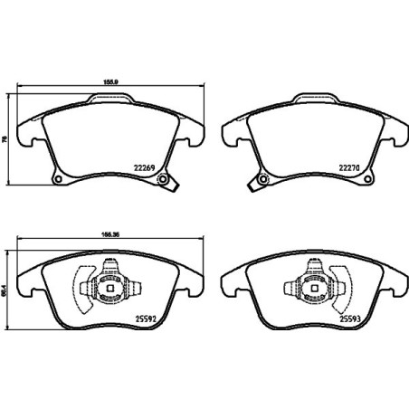 HELLA 8DB 355 025-201 Brzdové platničky Predné pre