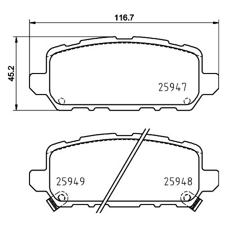 HELLA 8DB 355 025-591 Brzdové destičky Zadní pro