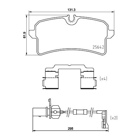 HELLA 8DB 355 025-291 Brzdové platničky Zadné pre