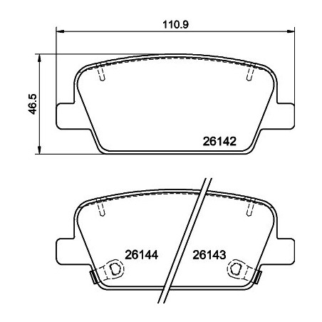 HELLA 8DB 355 040-081 Pastillas de freno Trasero para