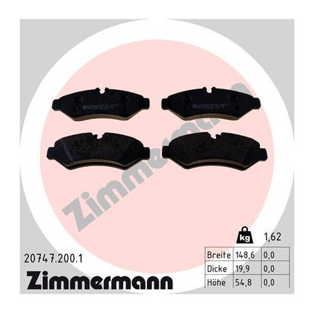 ZIMMERMANN 20747.200.1 Bremsbeläge Hinten für