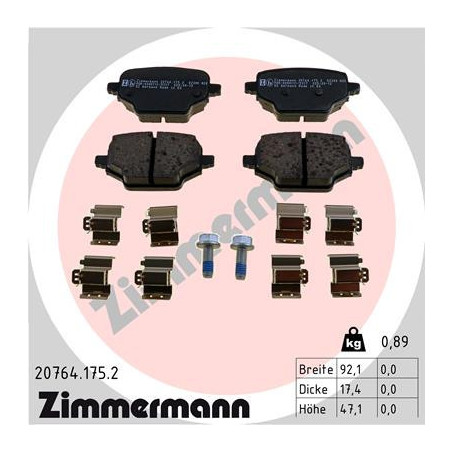 ZIMMERMANN 20764.175.2 Bremsbeläge Hinten für