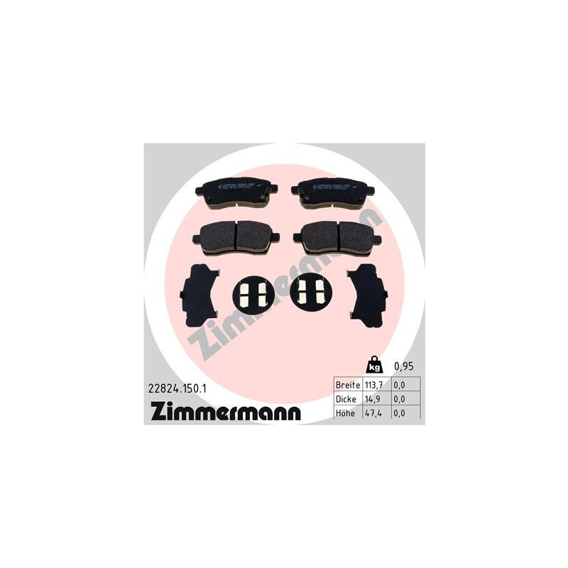ZIMMERMANN 22824.150.1 Plaquettes de frein Avant pour