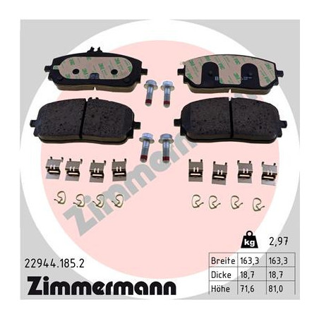 ZIMMERMANN 22944.185.2 Brzdové destičky Přední pro