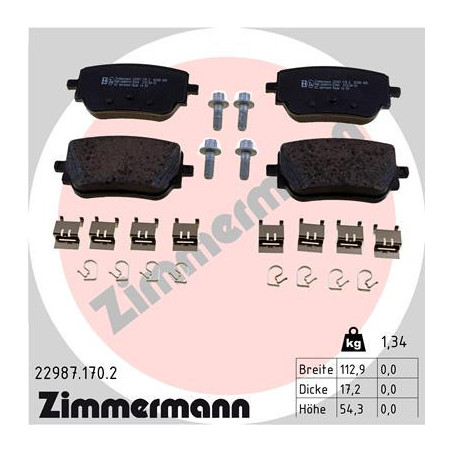 ZIMMERMANN 22987.170.2 Bremsbeläge Hinten für