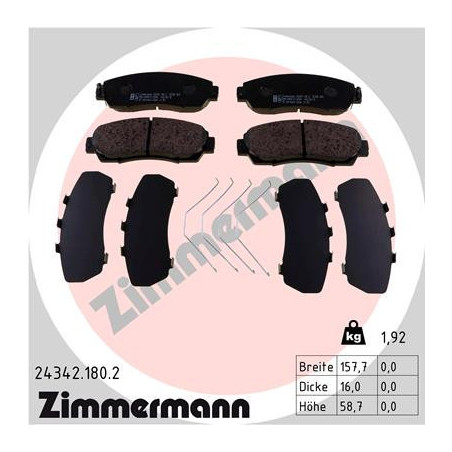 ZIMMERMANN 24342.180.2 Brzdové destičky Přední pro