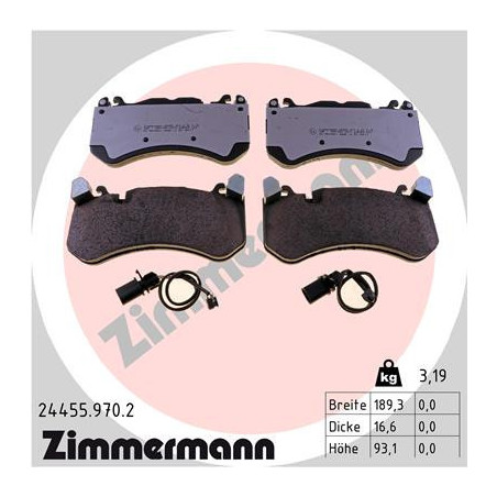 ZIMMERMANN 24455.970.2 Brzdové destičky Přední pro
