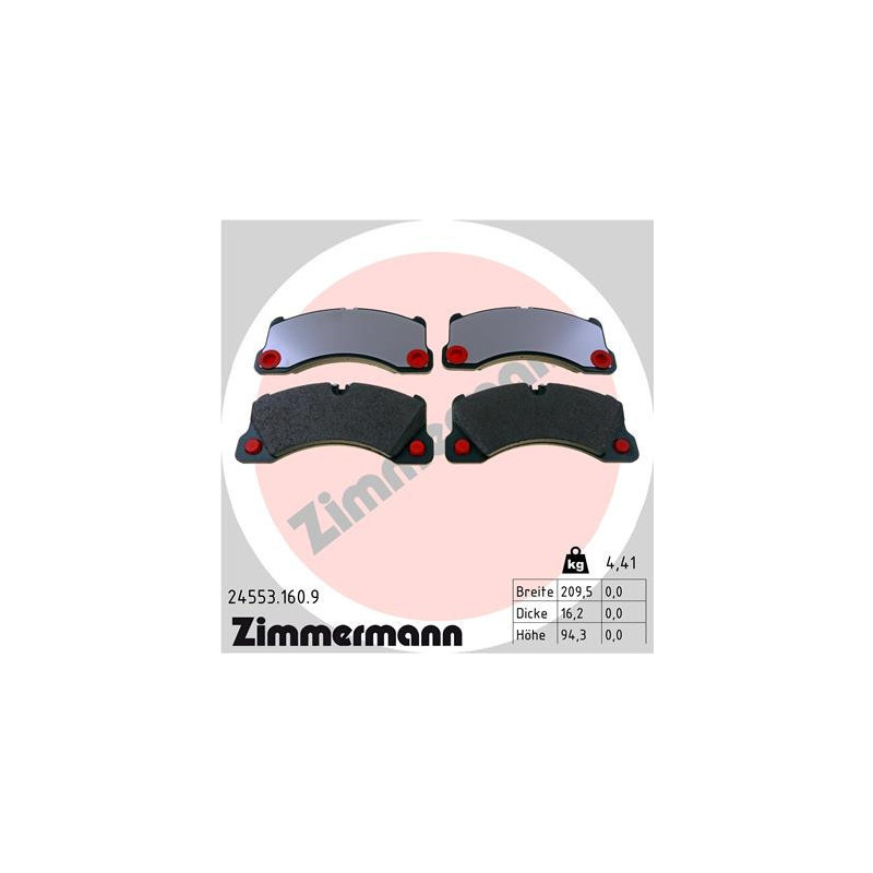 ZIMMERMANN 24553.160.9 Brzdové destičky Přední pro