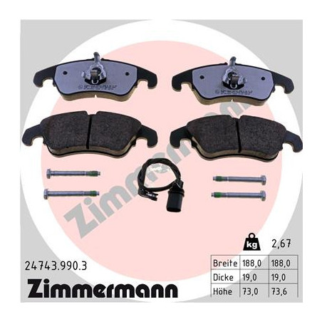 ZIMMERMANN 24743.990.3 Brzdové destičky Přední pro