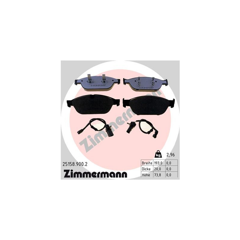 ZIMMERMANN 25158.900.2 Bremsbeläge Vorne für
