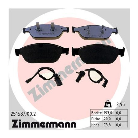 ZIMMERMANN 25158.900.2 Klocki hamulcowe Przód dla
