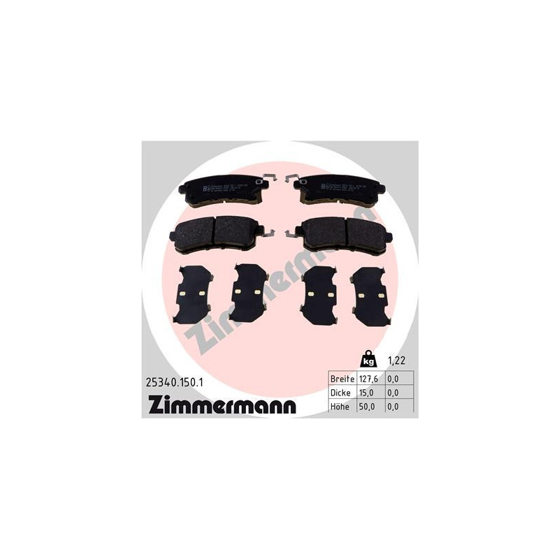 ZIMMERMANN 25340.150.1 Brzdové destičky Zadní pro