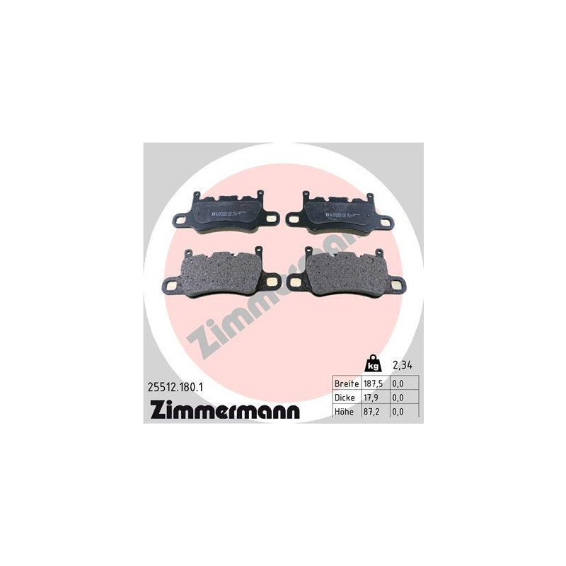 ZIMMERMANN 25512.180.1 Bremsbeläge Hinten für
