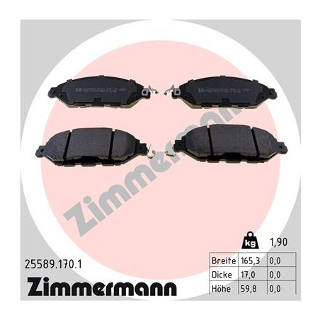ZIMMERMANN 25589.170.1 Pastillas de freno Delantero para